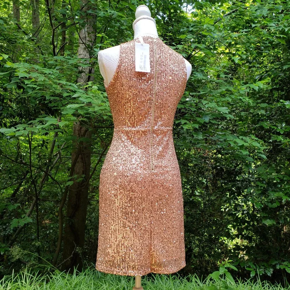 KAOS Light Pink Sequin Party Cocktail Dress Size 4  Faux Wrap Sleeveless NWT - Picture 4 of 14
